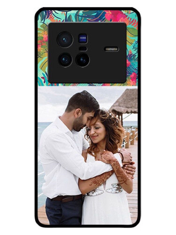 Custom Vivo X80 5G Photo Printing on Glass Case - Watercolor Floral Design