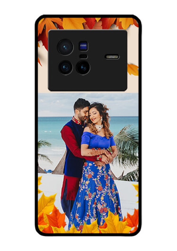 Vivo X80 5G Photo Printing on Glass Case - Autumn Maple Leaves Design