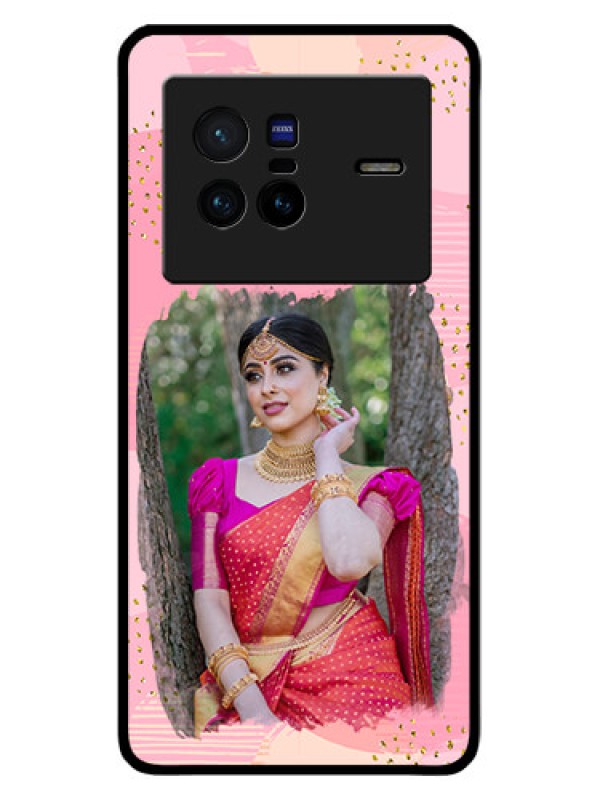 Custom Vivo X80 5G Personalized Glass Phone Case - Gold Glitter Splash Design