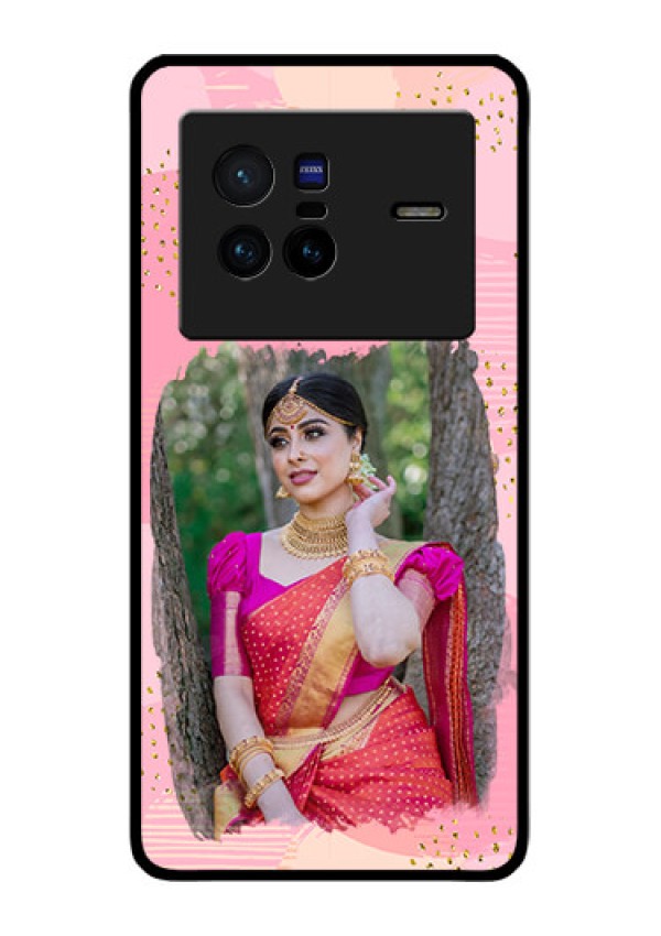 Vivo X80 5G Personalized Glass Phone Case - Gold Glitter Splash Design