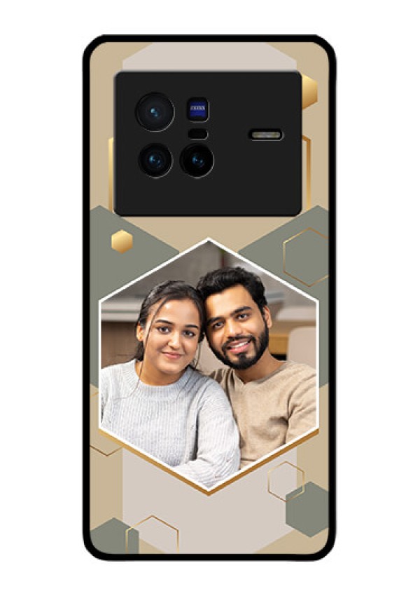 Vivo X80 5G Photo Printing on Glass Case - Stylish Hexagon Pattern Design
