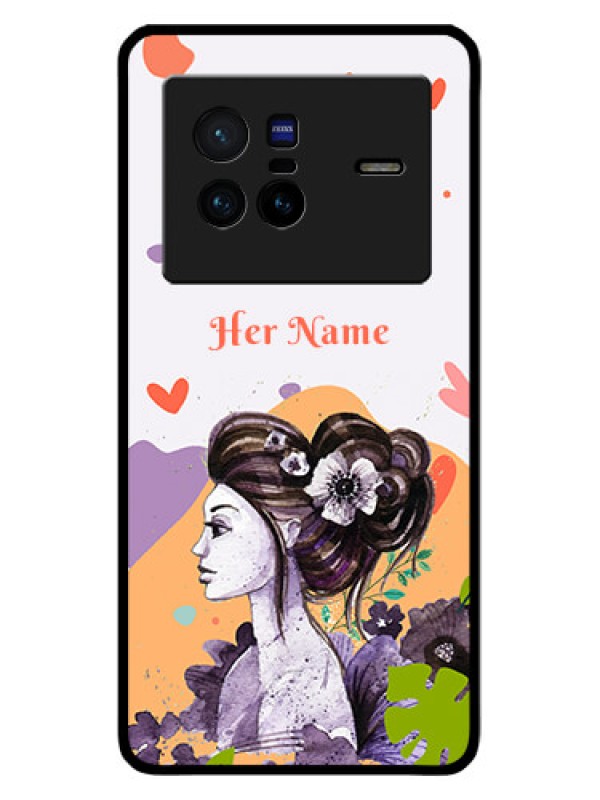 Custom Vivo X80 5G Personalized Glass Phone Case - Woman And Nature Design