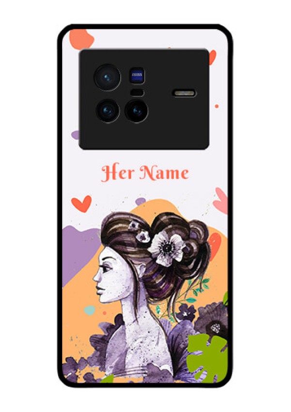 Vivo X80 5G Personalized Glass Phone Case - Woman And Nature Design