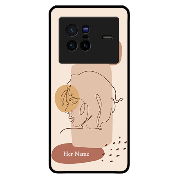 Vivo X80 5G Photo Printing on Glass Case - Calm Woman line art Design
