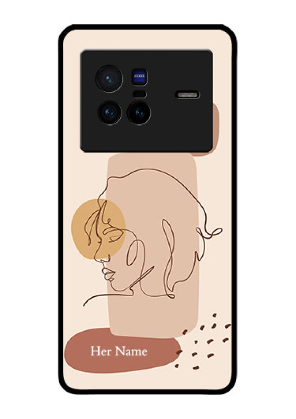 Vivo X80 5G Photo Printing on Glass Case - Calm Woman line art Design