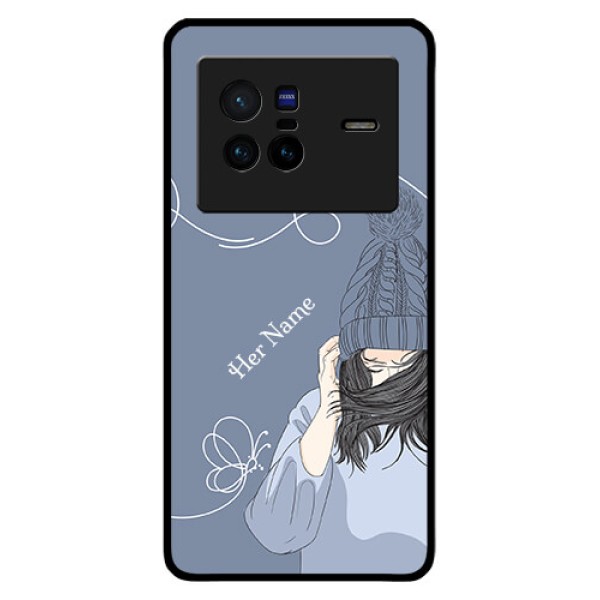 Vivo X80 5G Custom Glass Mobile Case - Girl in winter outfit Design Vivo X80 5G Custom Glass Mobile Case - Girl in winter outfit Design