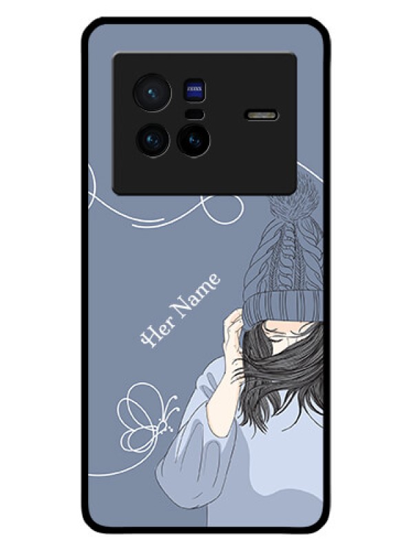 Custom Vivo X80 5G Custom Glass Mobile Case - Girl in winter outfit Design