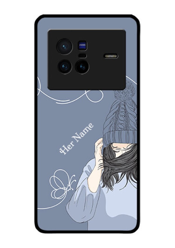 Vivo X80 5G Custom Glass Mobile Case - Girl in winter outfit Design