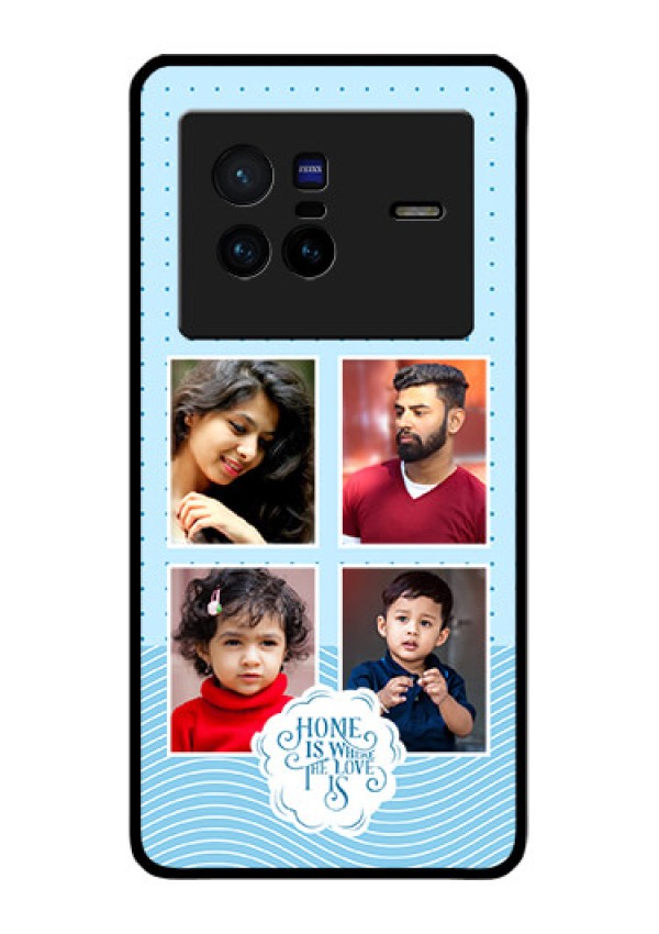 Vivo X80 5G Custom Glass Phone Case - Cute love quote with 4 pic upload Design