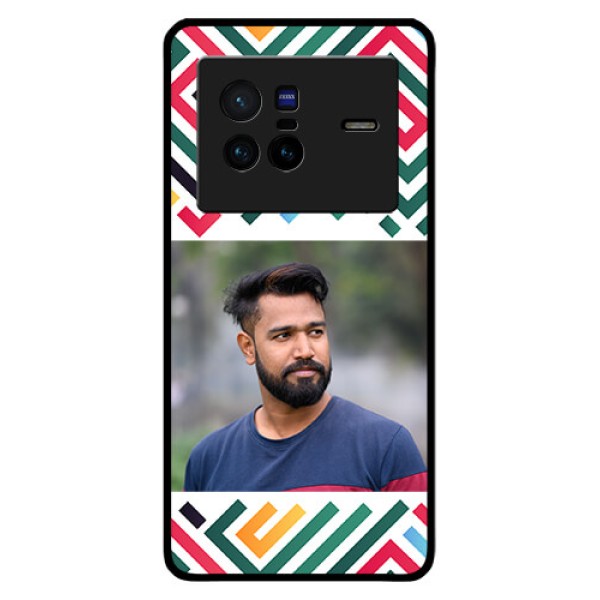 Vivo X80 5G Personalized Glass Phone Case - Colorful Maze Pattern Design