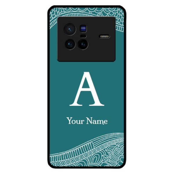 Vivo X80 5G Personalized Glass Phone Case - line art pattern with custom name Design Vivo X80 5G Personalized Glass Phone Case - line art pattern with custom name Design