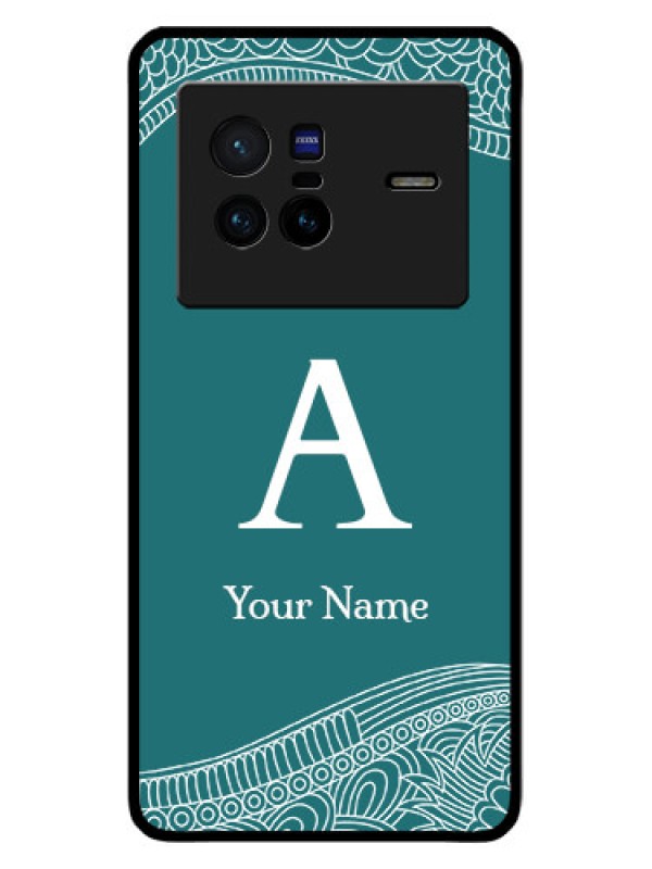 Custom Vivo X80 5G Personalized Glass Phone Case - line art pattern with custom name Design