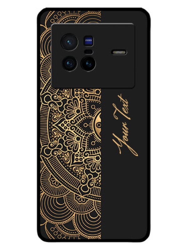 Custom Vivo X80 5G Photo Printing on Glass Case - Mandala art with custom text Design