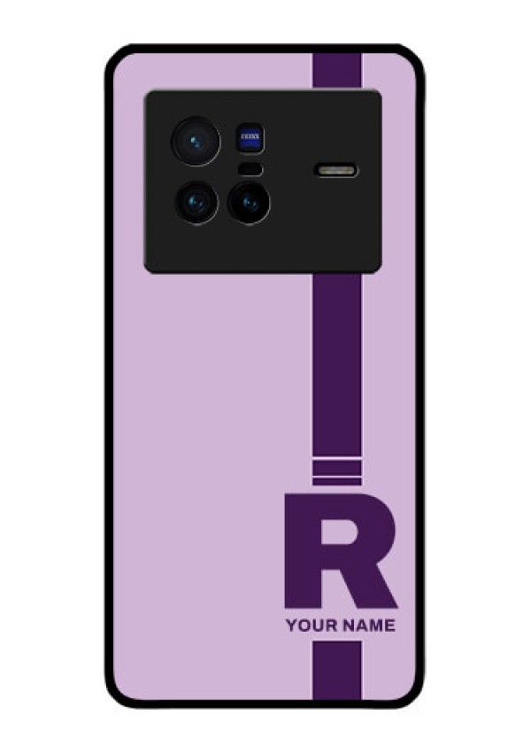 Vivo X80 5G Photo Printing on Glass Case - Simple dual tone stripe with name Design