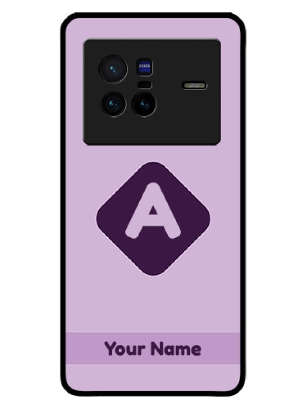 Custom Vivo X80 5G Custom Glass Mobile Case - Custom Letter in curved badge Design