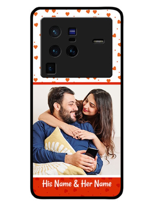 Custom Vivo X80 Pro 5G Custom Glass Phone Case - Orange Love Symbol Design