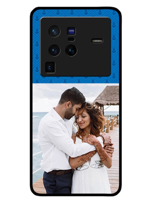 Custom Vivo X80 Pro 5G Photo Printing on Glass Case - Blue Anchors Design