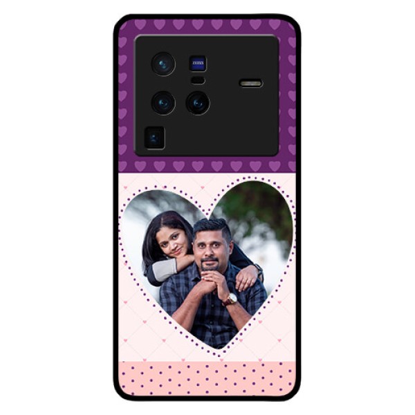 Vivo X80 Pro 5G Custom Glass Phone Case - Violet Love Dots Design