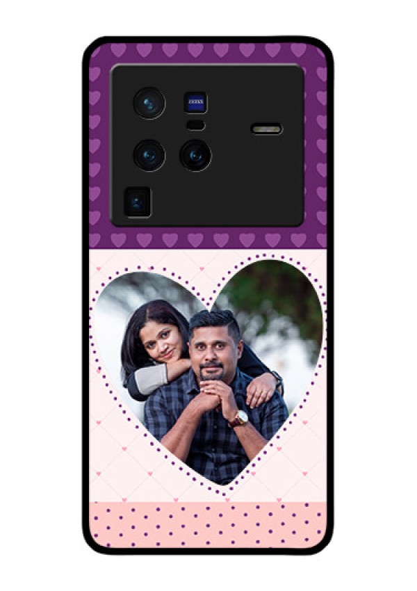 Vivo X80 Pro 5G Custom Glass Phone Case - Violet Love Dots Design