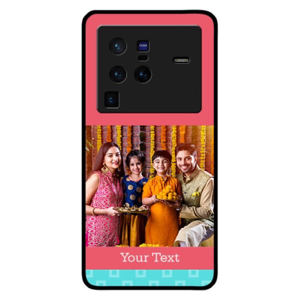 Vivo X80 Pro 5G Personalized Glass Phone Case - Peach & Blue Color Design