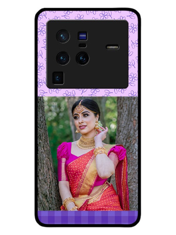 Custom Vivo X80 Pro 5G Custom Glass Phone Case - Purple Floral Design