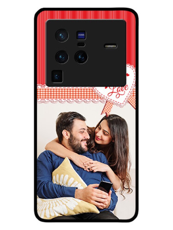 Custom Vivo X80 Pro 5G Custom Glass Mobile Case - Red Love Pattern Design
