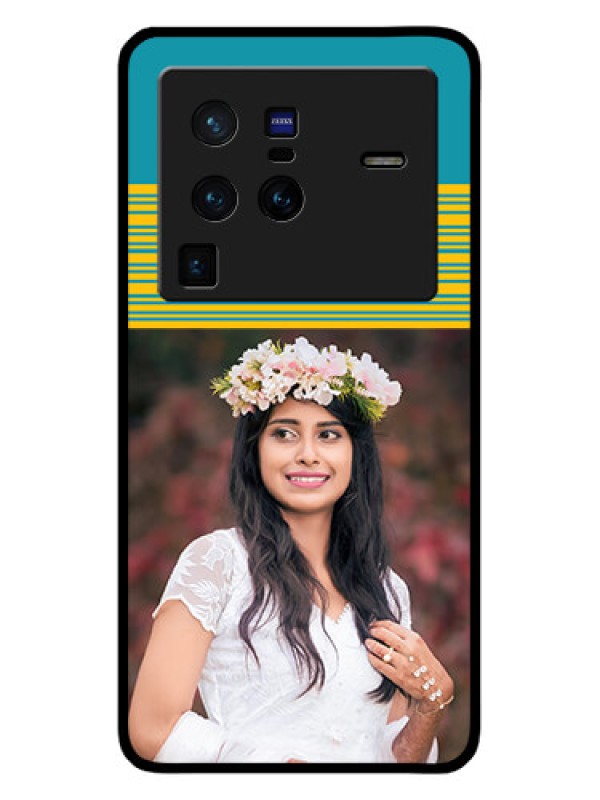Custom Vivo X80 Pro 5G Custom Glass Phone Case - Yellow & Blue Design