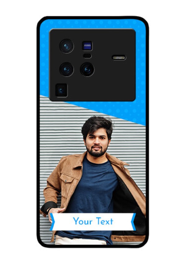 Vivo X80 Pro 5G Photo Printing on Glass Case - Simple Blue Color Design