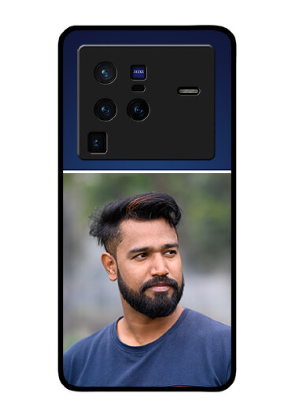 Vivo X80 Pro 5G Personalized Glass Phone Case - Simple Royal Blue Design