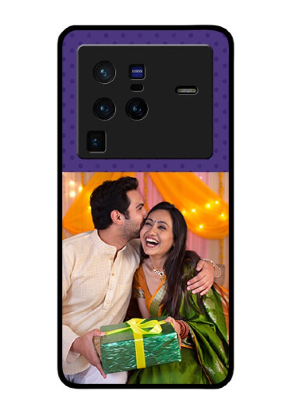 Vivo X80 Pro 5G Personalized Glass Phone Case - Violet Pattern Design