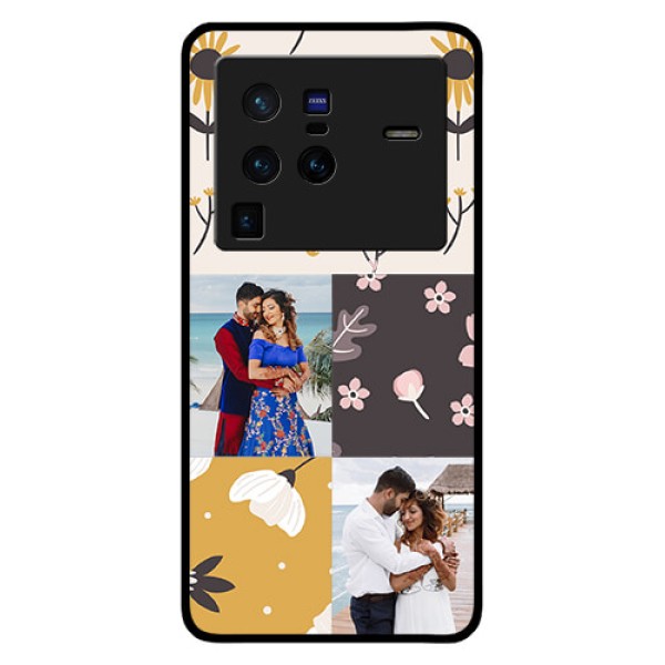 Vivo X80 Pro 5G Photo Printing on Glass Case - 3 Images with Floral Design Vivo X80 Pro 5G Photo Printing on Glass Case - 3 Images with Floral Design