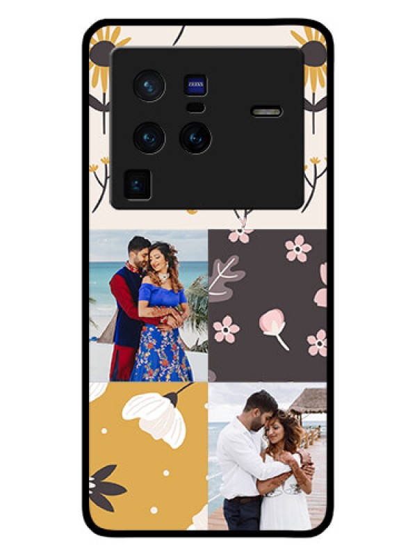 Custom Vivo X80 Pro 5G Photo Printing on Glass Case - 3 Images with Floral Design