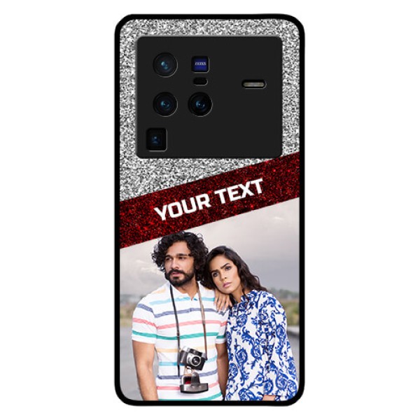 Vivo X80 Pro 5G Personalized Glass Phone Case - Image Holder with Glitter Strip Design Vivo X80 Pro 5G Personalized Glass Phone Case - Image Holder with Glitter Strip Design