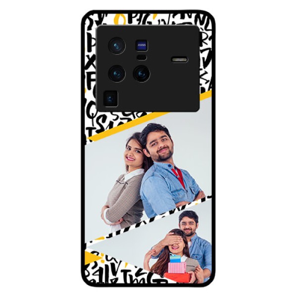 Vivo X80 Pro 5G Custom Glass Mobile Case - Letters Pattern Design