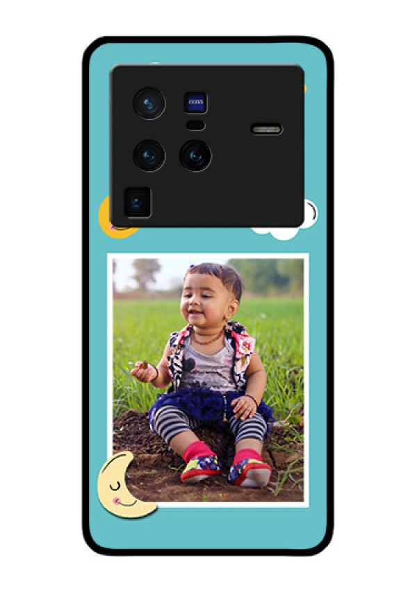 Vivo X80 Pro 5G Personalized Glass Phone Case - Smiley Kids Stars Design