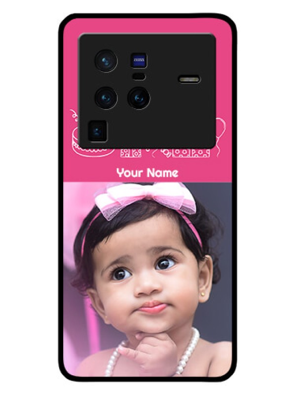 Custom Vivo X80 Pro 5G Photo Printing on Glass Case - with Birthday Line Art Design