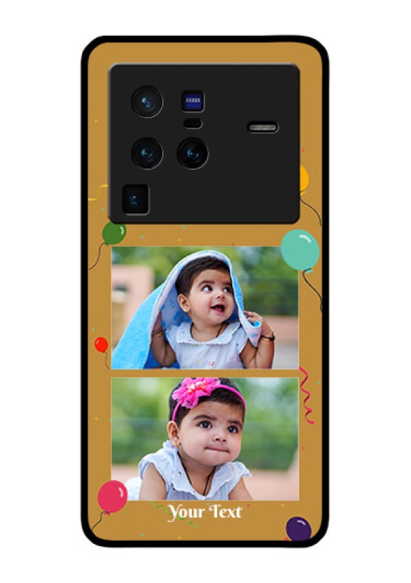 Vivo X80 Pro 5G Personalized Glass Phone Case - Image Holder with Birthday Celebrations Design