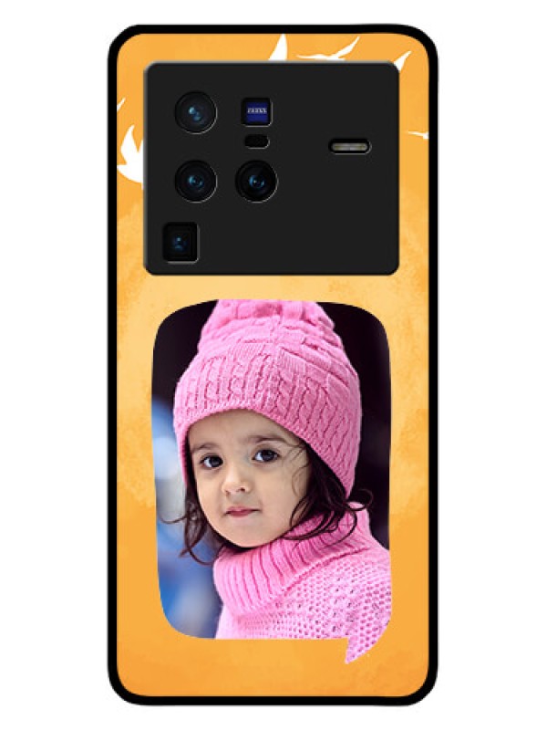 Custom Vivo X80 Pro 5G Personalized Glass Phone Case - Water Color Design with Bird Icons