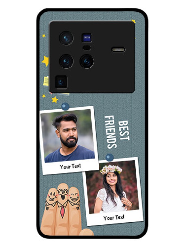 Custom Vivo X80 Pro 5G Personalized Glass Phone Case - Sticky Frames and Friendship Design