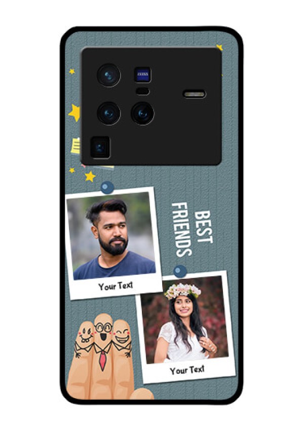 Vivo X80 Pro 5G Personalized Glass Phone Case - Sticky Frames and Friendship Design