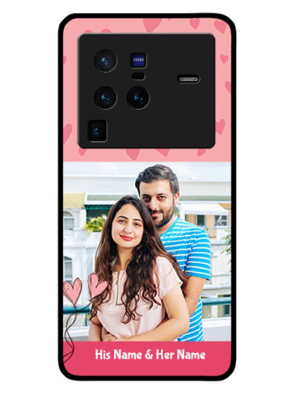 Custom Vivo X80 Pro 5G Personalized Glass Phone Case - Love Design Peach Color