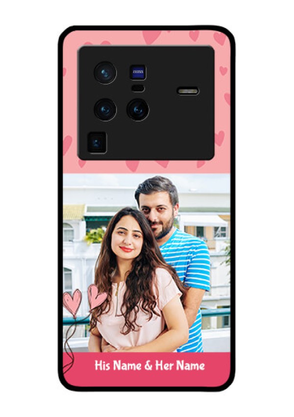 Vivo X80 Pro 5G Personalized Glass Phone Case - Love Design Peach Color