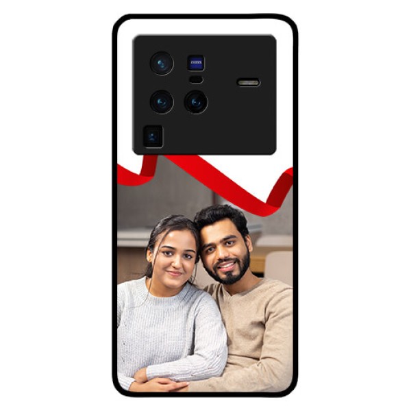 Vivo X80 Pro 5G Photo Printing on Glass Case - Red Ribbon Frame Design