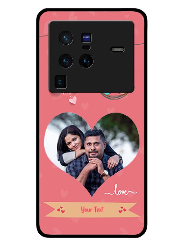 Custom Vivo X80 Pro 5G Personalized Glass Phone Case - Peach Color Love Design