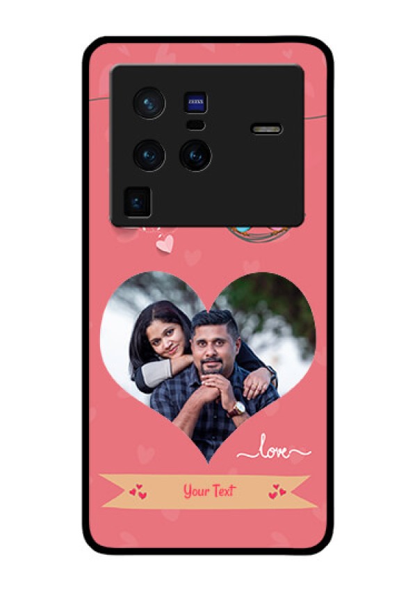 Vivo X80 Pro 5G Personalized Glass Phone Case - Peach Color Love Design