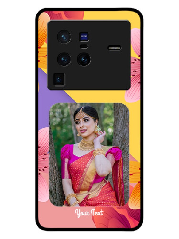 Custom Vivo X80 Pro 5G Custom Glass Mobile Case - 3 Image With Vintage Floral Design