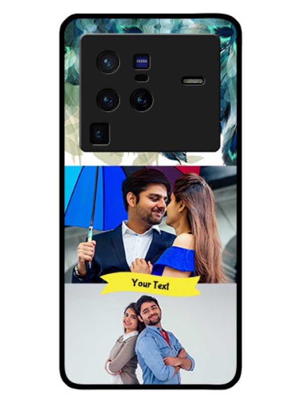 Custom Vivo X80 Pro 5G Personalized Glass Phone Case - Image with Boho Peacock Feather Design