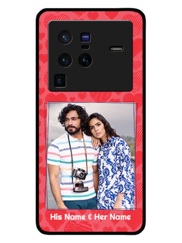 Custom Vivo X80 Pro 5G Photo Printing on Glass Case - with Red Heart Symbols Design