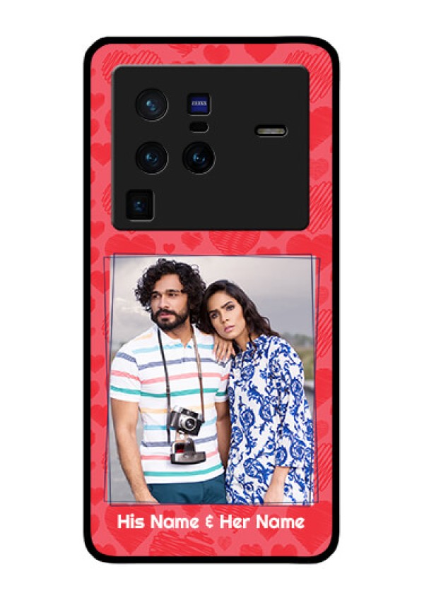 Vivo X80 Pro 5G Photo Printing on Glass Case - with Red Heart Symbols Design