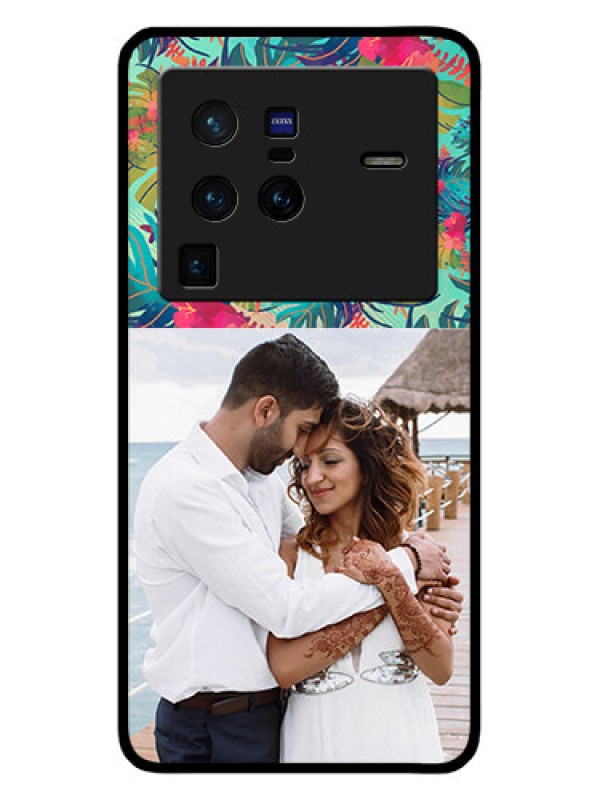 Custom Vivo X80 Pro 5G Photo Printing on Glass Case - Watercolor Floral Design
